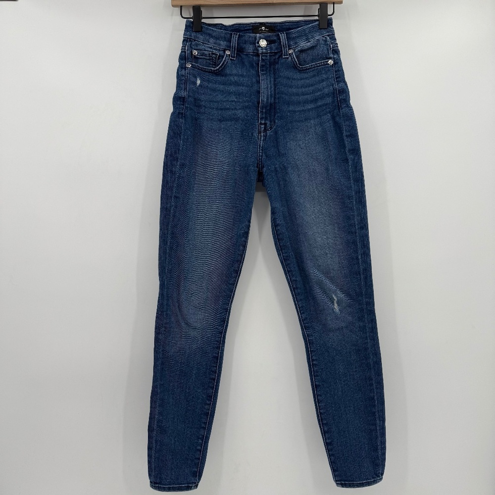 7 For All Mankind Jeans Women 24 Blue Aubrey Skinny Denim Stretch High Rise